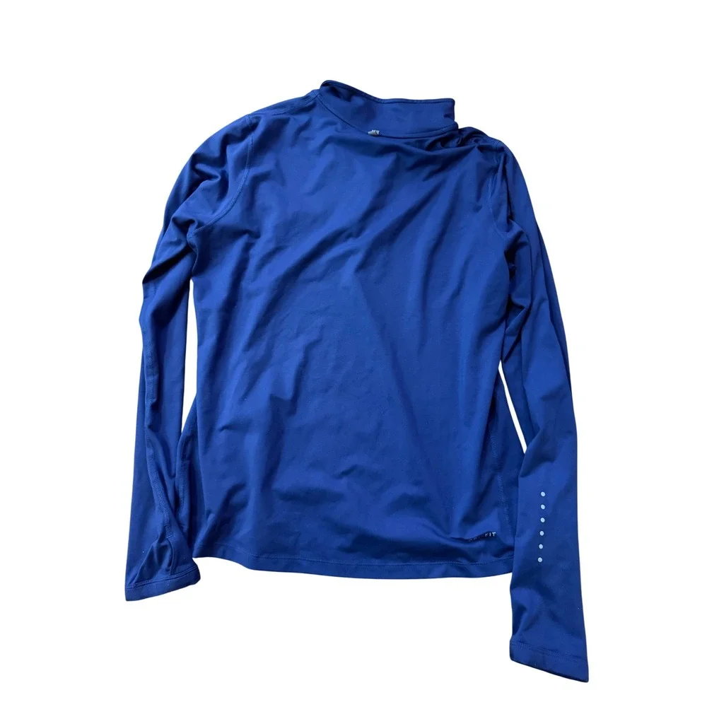 Nike Dri-FIT Running Womens Quarter Zip Pullover Royal Blue Long Sleeve Top L